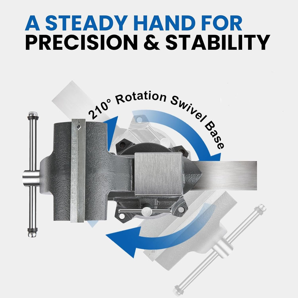 Forward CR60A 6.5 Inch Bench Vise Heavy Duty Vice with Anvil and 210 Degrees Swivel Base (6 1/2')