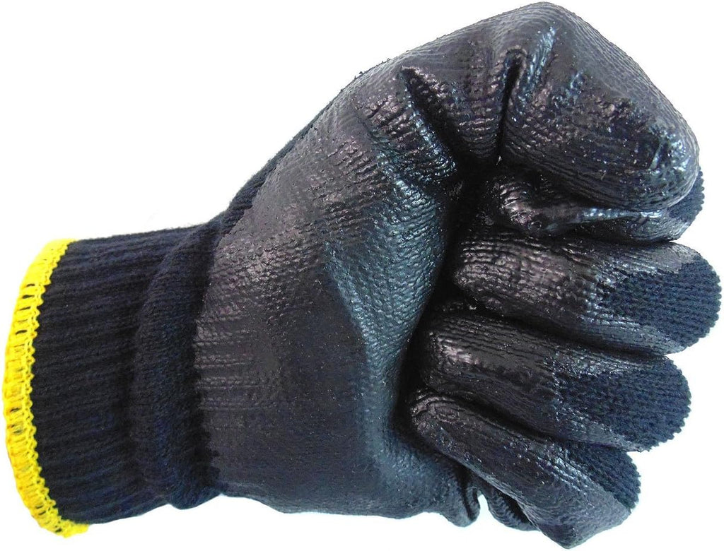 Heavy Duty Premium Knit Latex Palm Gloves, Double Dipped Coating, Black/Black (BGEBBLK,300)