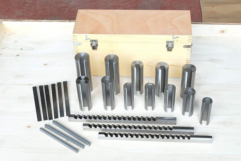 Keyway Broach Sets 18Pcs HSS Metric Industrial Tools for Lathe B-4mm, B-5mm, C-6mm, C-8mm Keyway Size High Precision Cutting