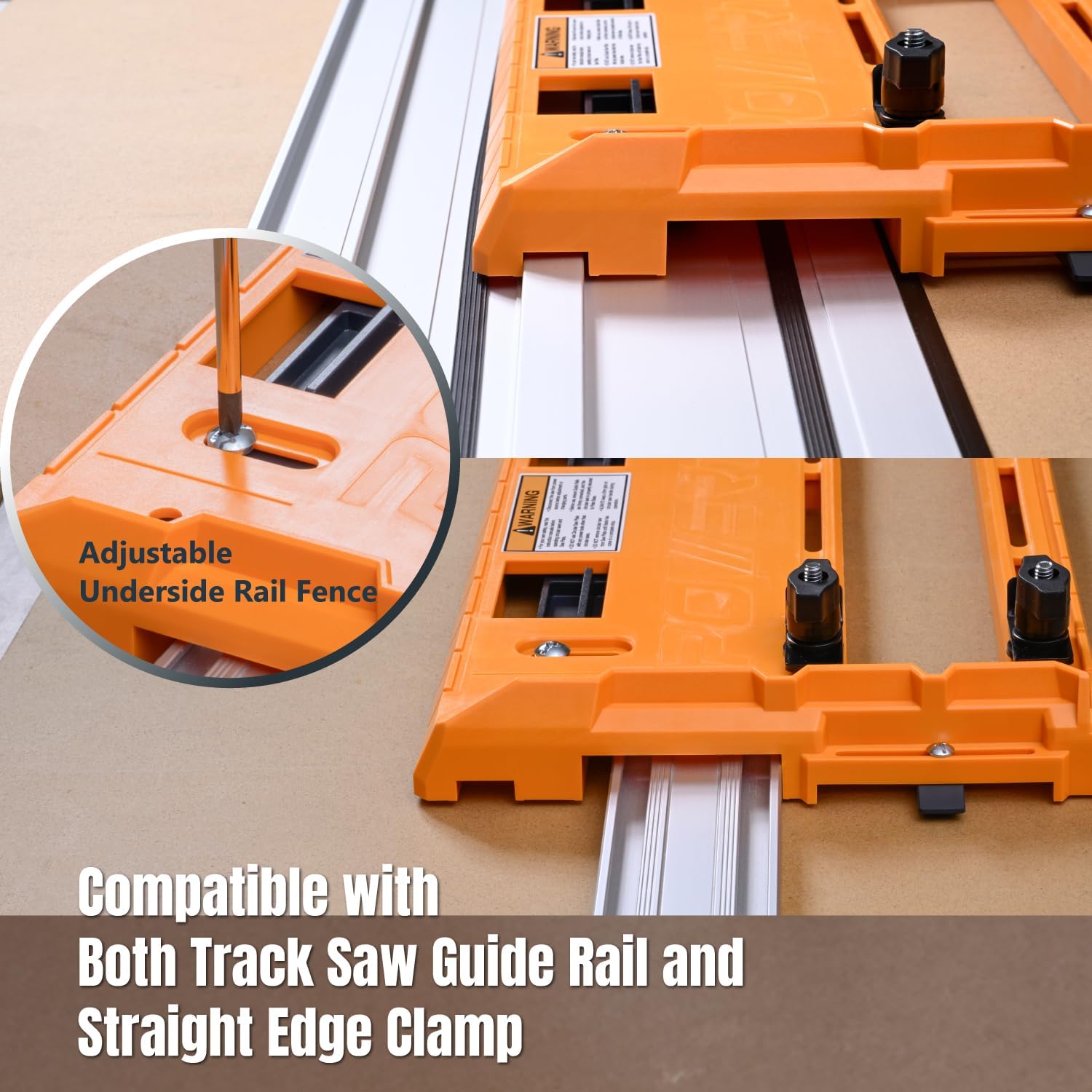 POWERTEC 72388 Circular Saw Track Plate with 24, 36, 50 Inch Straight Edge Clamps, Tool-Free Mounting System, Adjustable Fence for Fast and Accurate Cuts