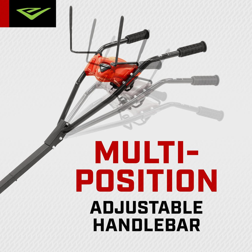 EARTHQUAKE 31285 Pioneer Dual Direction Rear Tine Tiller with Instant Reverse, Airless Wheels, 17' Width, 11' Tilling Depth, 99cc 4-Cycle Viper Engine, Black/Red