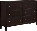 Coaster Home Furnishings - Carlton - Wood - 6-Drawer Dresser with Contemporary Style, Wide Drawers, Round Knobs, Rectangular Structure, Tip-Over Restraint - Bedroom - Cappuccino - 202093