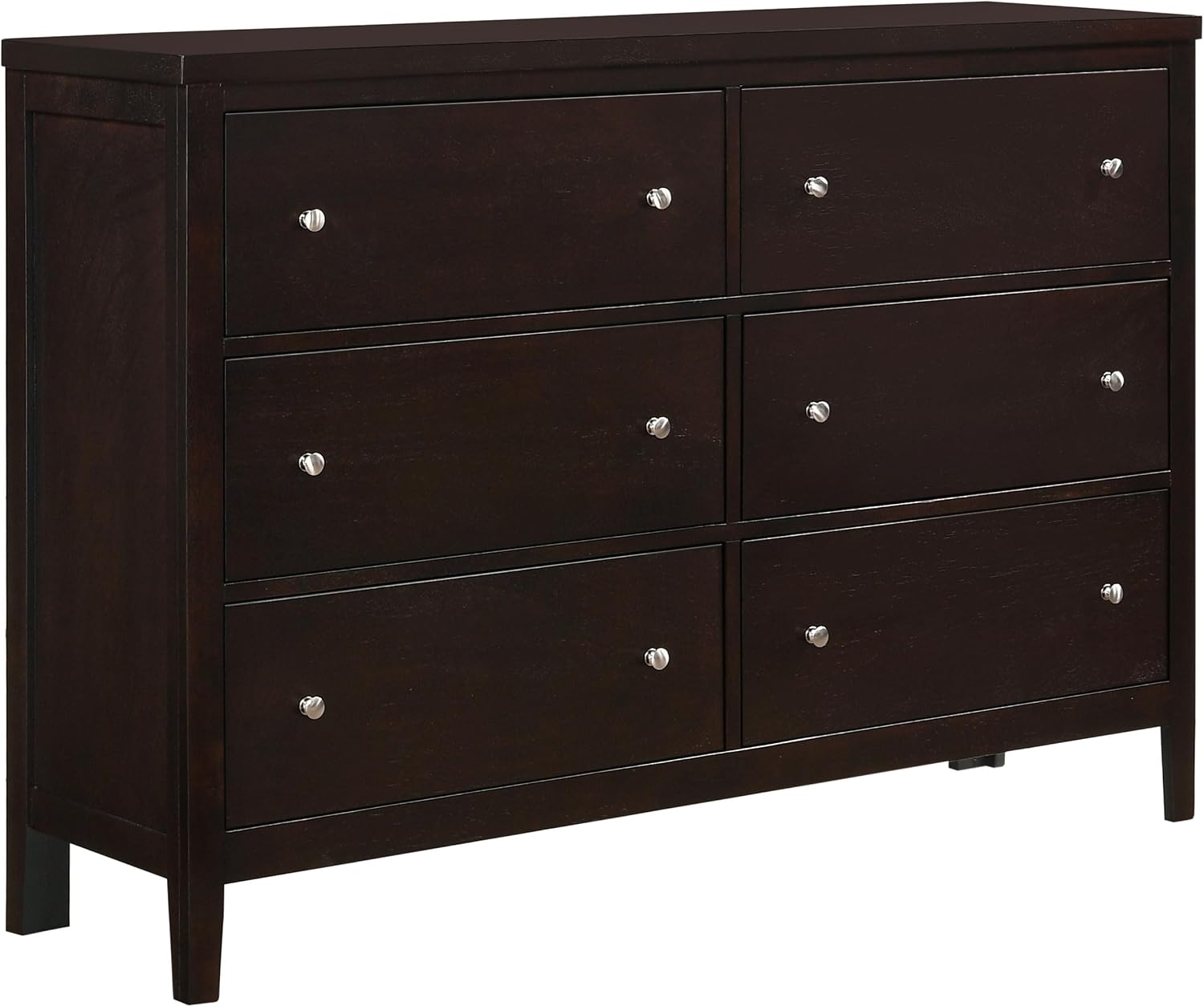 Coaster Home Furnishings - Carlton - Wood - 6-Drawer Dresser with Contemporary Style, Wide Drawers, Round Knobs, Rectangular Structure, Tip-Over Restraint - Bedroom - Cappuccino - 202093