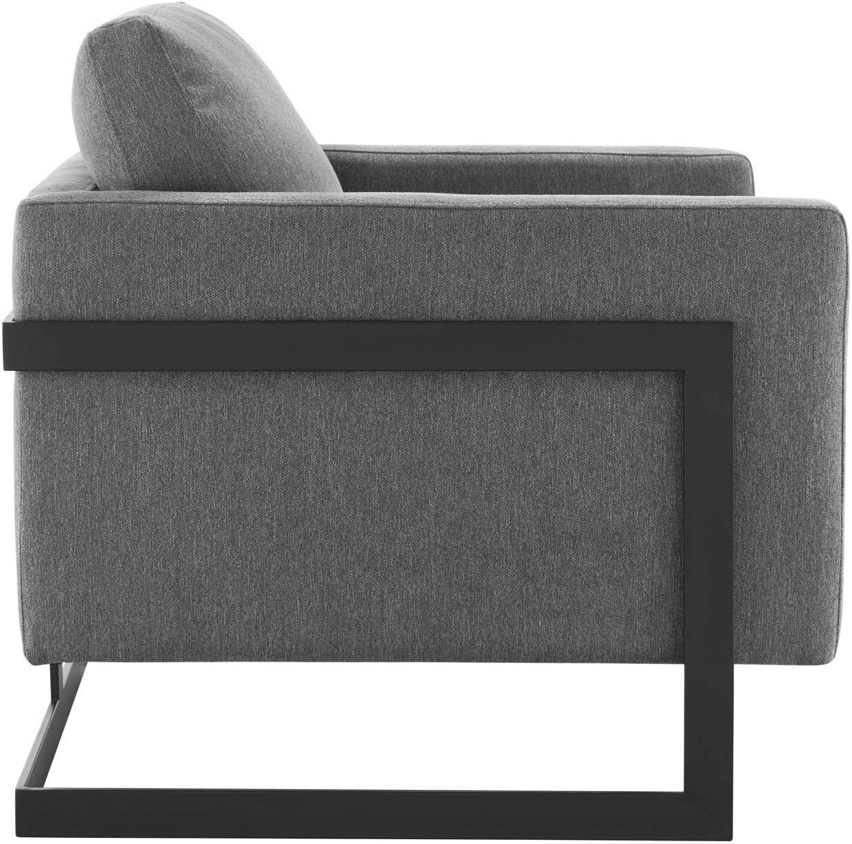 Posse Upholstered Fabric Accent Chair in Black Charcoal