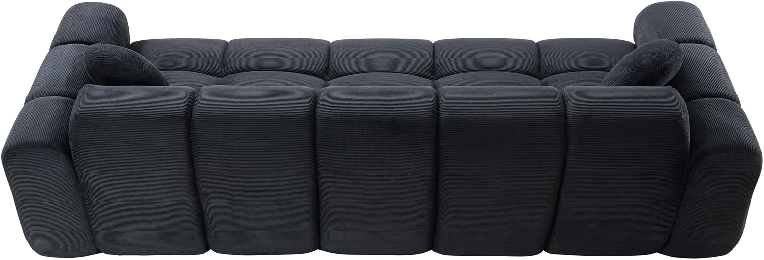 98.4-Inch Oversized Boneless Cloud Couches Deep Seat Foam Sofa Couch with 2 Round Toss Pillows, Luxury Corduroy Upholstered 3 Seat Tufted Loveseat, Cloud Sofa in a Box