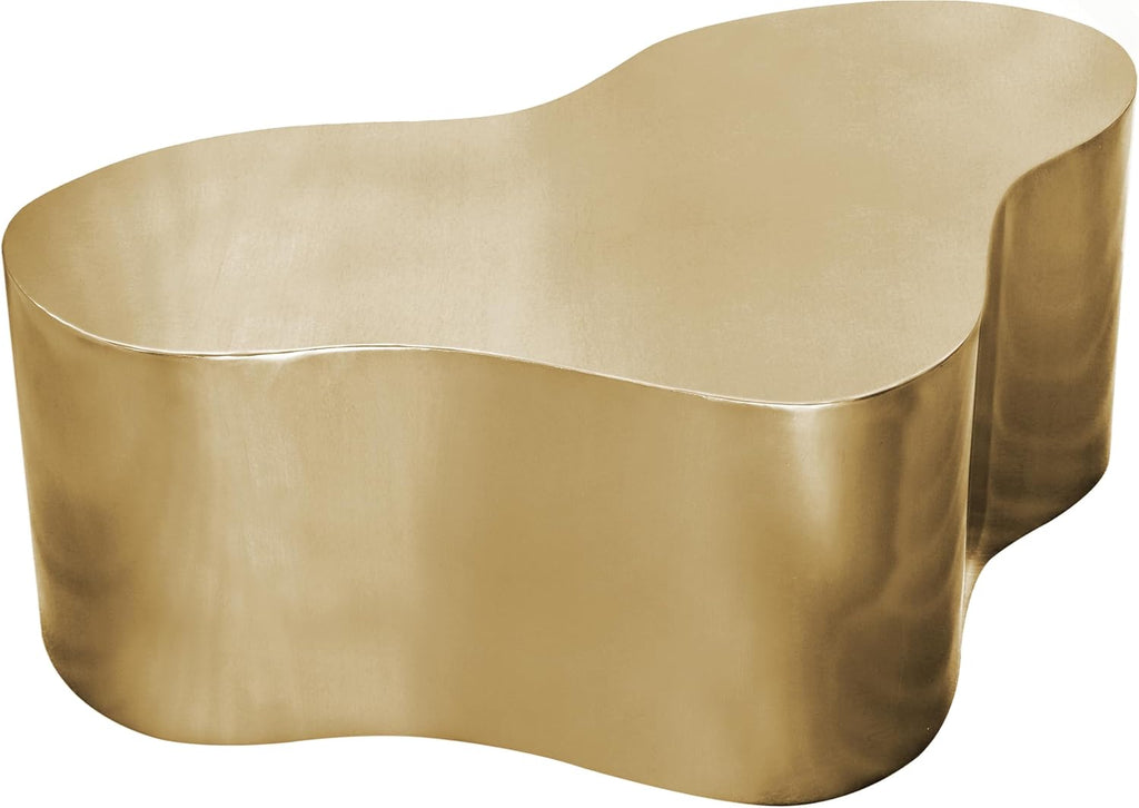 Meridian Furniture 238Gold-C Tevere Collection Modern | Contemporary Coffee Table with Brushed Metal, Unique Shape, 39' W x 24' D x 14.5' H, Gold