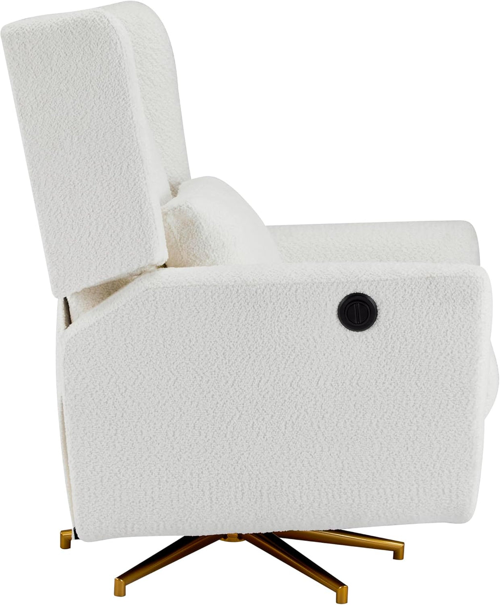 Christopher Knight Home Dolia Boucle Fabric Upholstered 360° Swivel Chair, Push-Back Power Recliner Chair, Iron Recliner Sofa with Rotation, Living Room Lounge Sofa, Adjustable Backrest, Beige+Gold