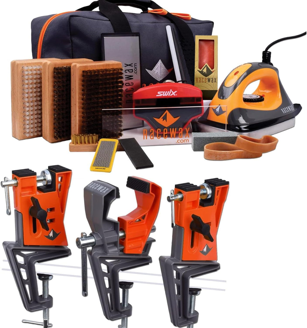RaceWax Elite Ski Wax Tuning Kit Plus All Metal World Cup Ski Vise - (ZS-8009)