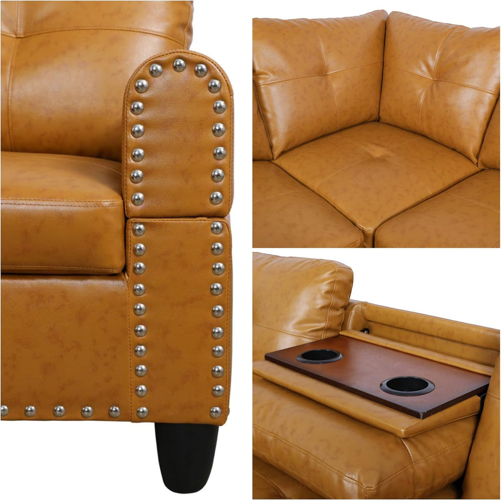 L-Shaped Sectional Sofa, Modern Sectional Couches Home Sofas for Living Room with Movable Chaise, Modular Living Room Sets Furniture for Apartment Bedroom & Office, Ginger