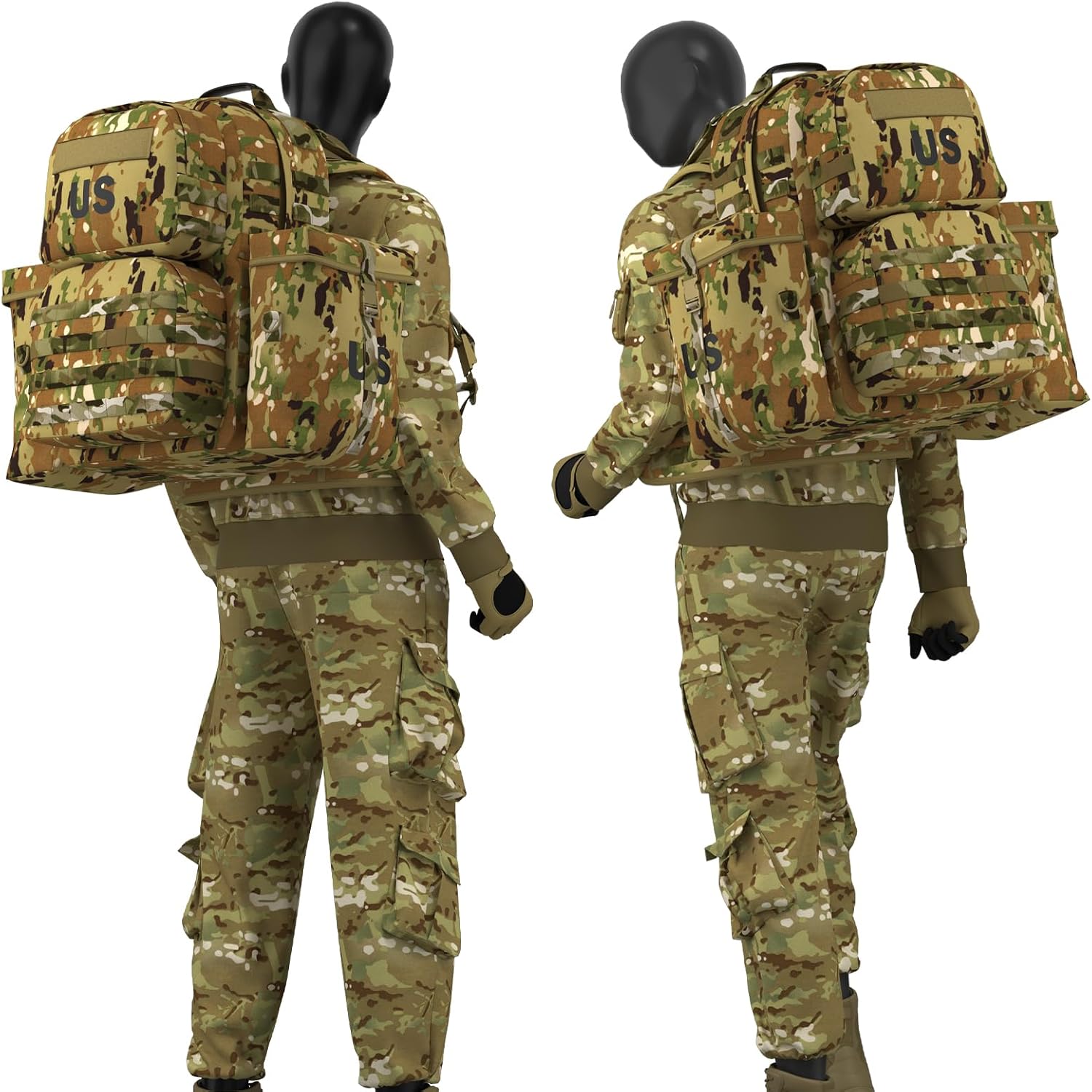 Akmax MOLLE II Medium Rucksack Military Tactical Backpack with Detachable Side Pouches & Upgraded Frame for Enhanced Comfort