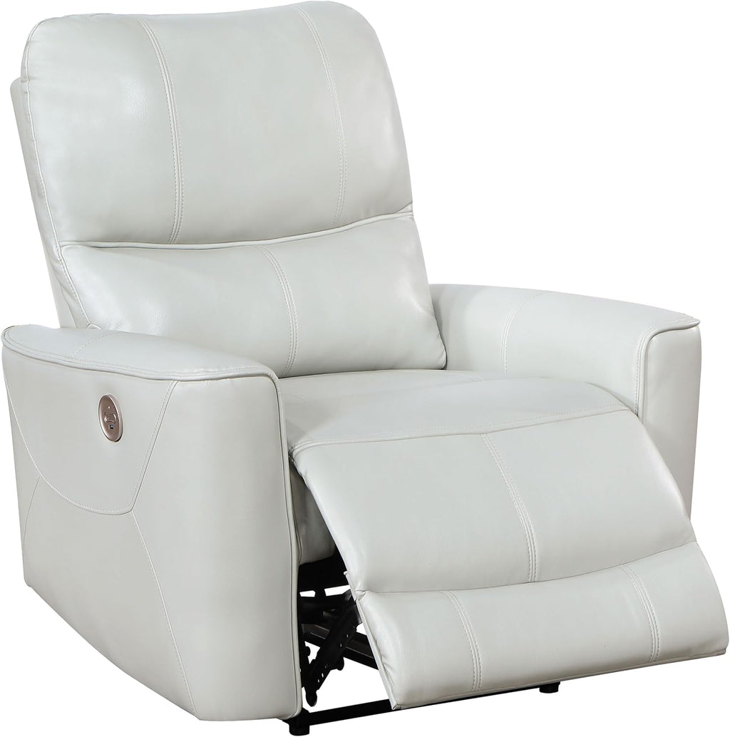 Coaster Home Furnishings - Greenfield - Faux Leather Upholstered Power Recliner Chair with Power Reclining, USB Port, and Channel Tufting - Living Room - Dove Grey - 610263P