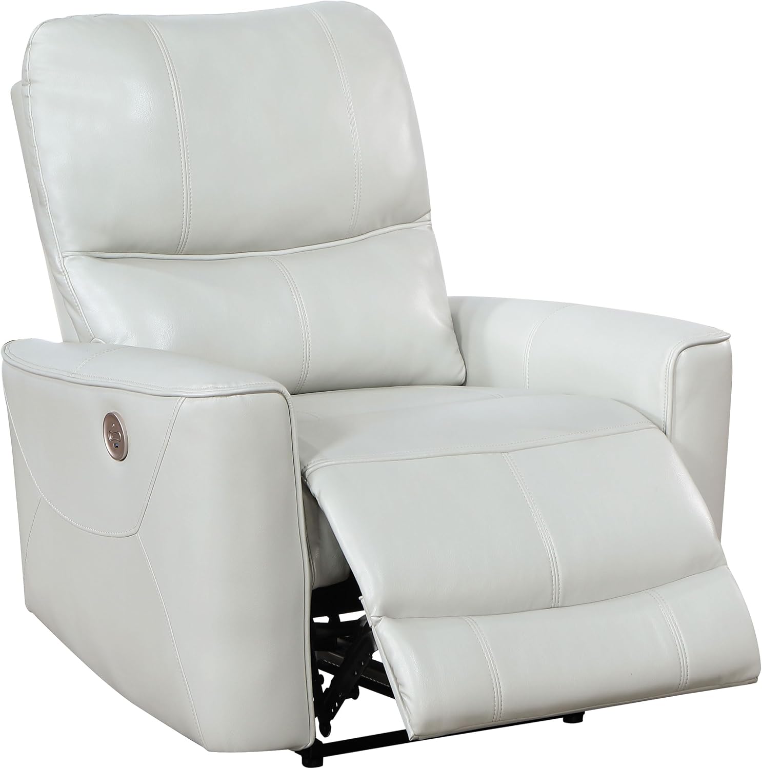 Coaster Home Furnishings - Greenfield - Faux Leather Upholstered Power Recliner Chair with Power Reclining, USB Port, and Channel Tufting - Living Room - Dove Grey - 610263P