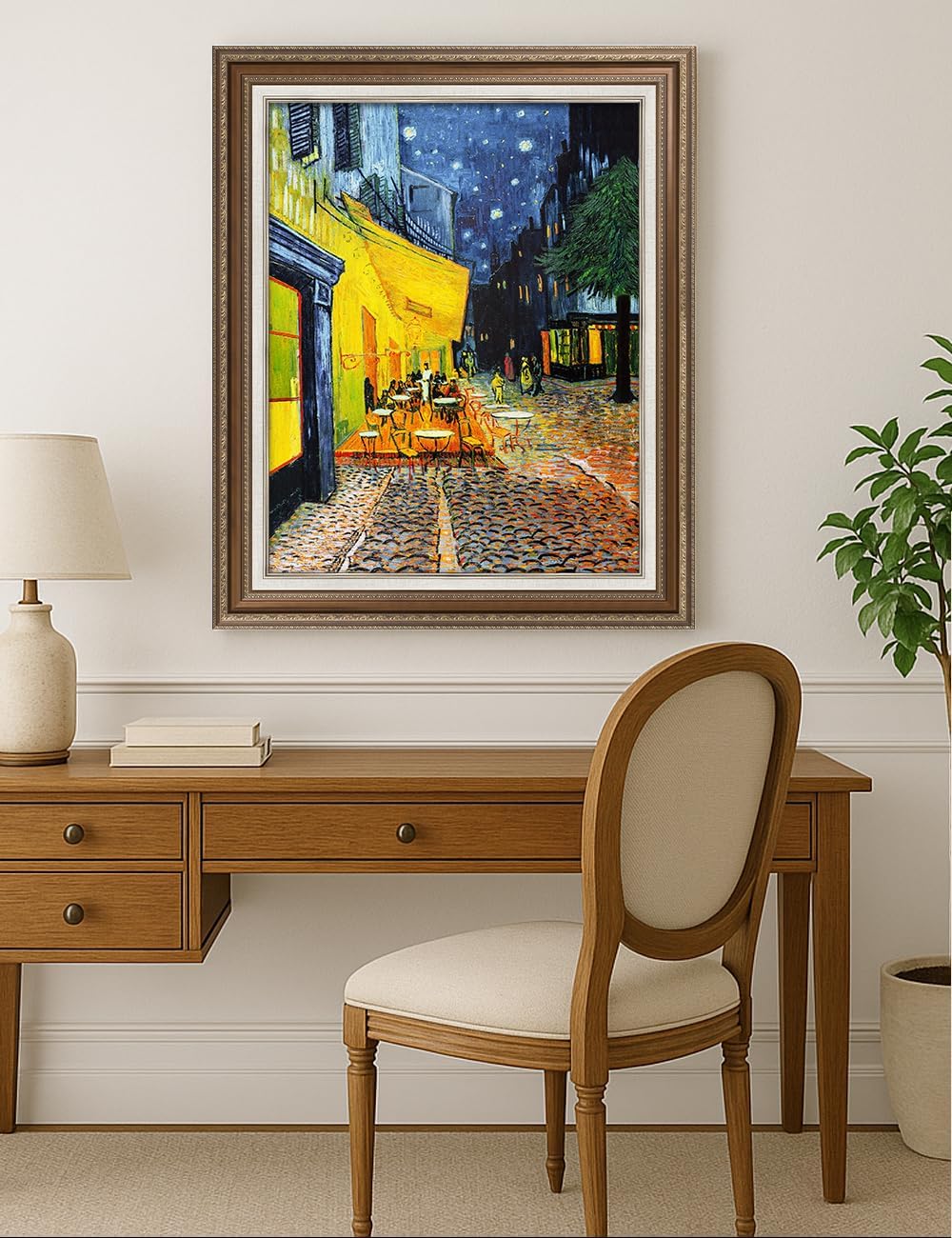 DECORARTS - Cafe Terrace At Night, Vincent Van Gogh Art Reproduction. Giclee Print on Acid Free Cotton Canvas Match with Bronze Frame for Wall Decor.