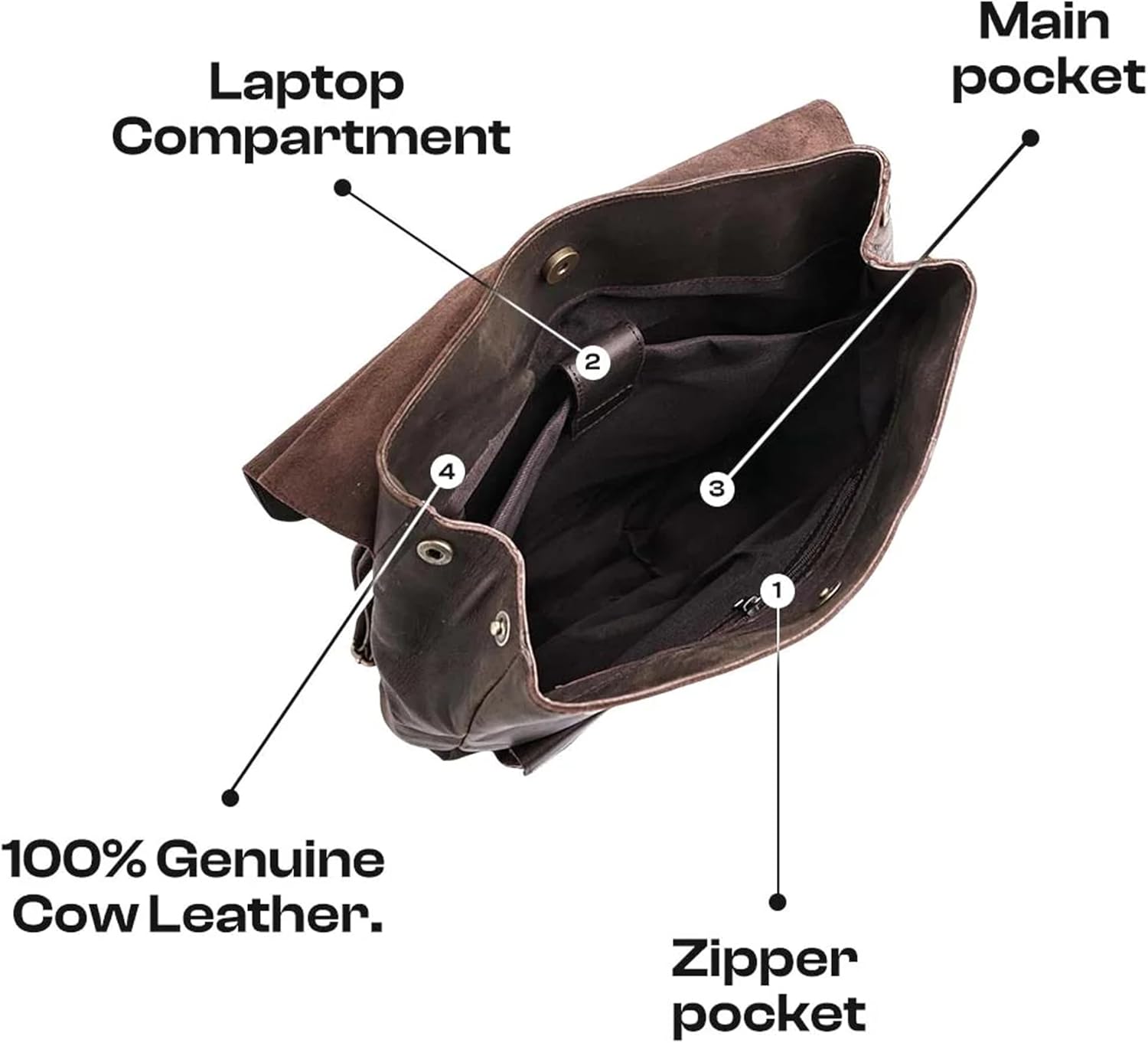 Jild Genuine Leather Backpack for Men Casual Carryon Vintage 16 Inch Laptop Bag Camping Travel Hiking Backpack Leather Rucksack (Midnight Brown)