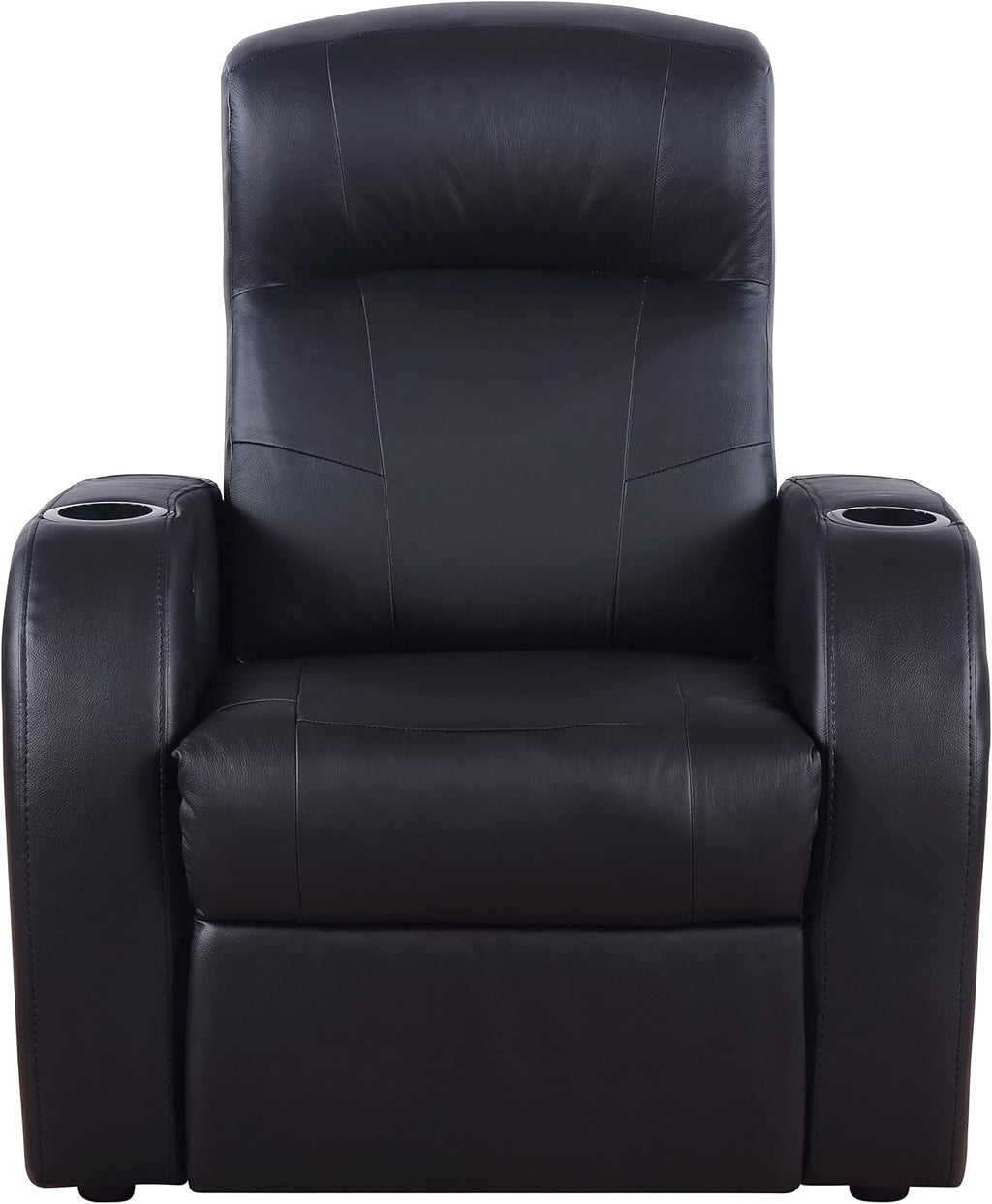 Coaster Home Furnishings - Cyrus - Wood - 7-Piece Upholstered Theater Seating with Cup Holders, Manual Recline and Hidden Storage - Living Room & Home Theater - Black - 600001-S5B