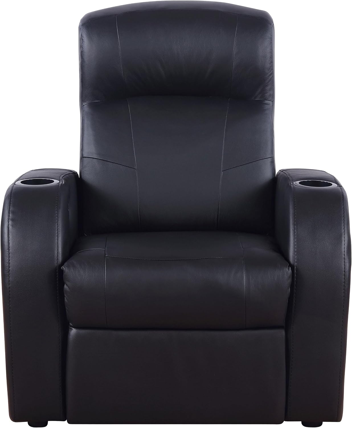 Coaster Home Furnishings - Cyrus - Wood - 7-Piece Upholstered Theater Seating with Cup Holders, Manual Recline and Hidden Storage - Living Room & Home Theater - Black - 600001-S5B