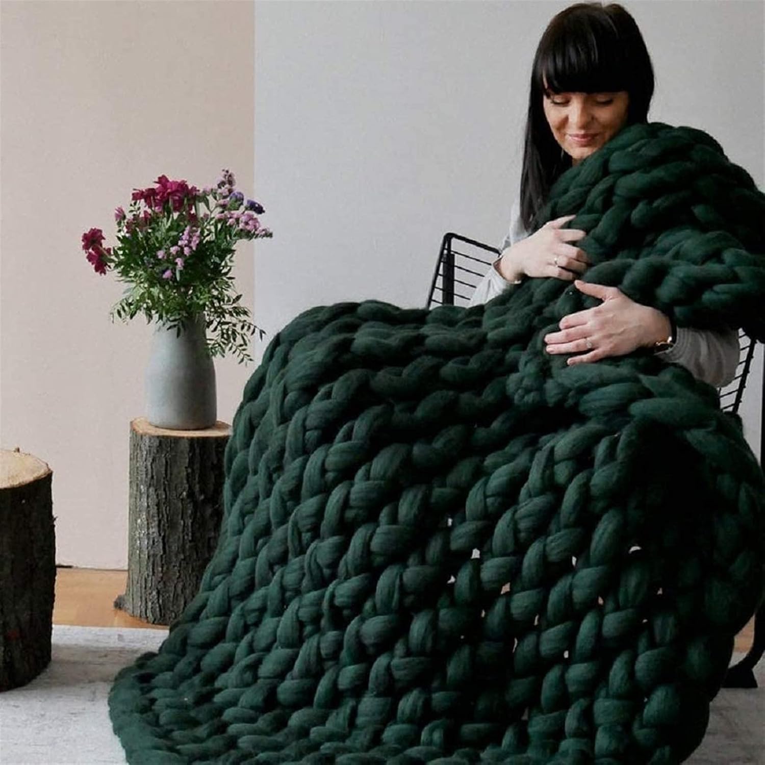 King Size Chunky Knit Blankets Handmade Soft Bulky Cozy Knit Blankets Throw for Sofa, Bed, Baby Blanket, Festival Gift, Camping, Home Decor (Size : 60x71in(150x180cm))