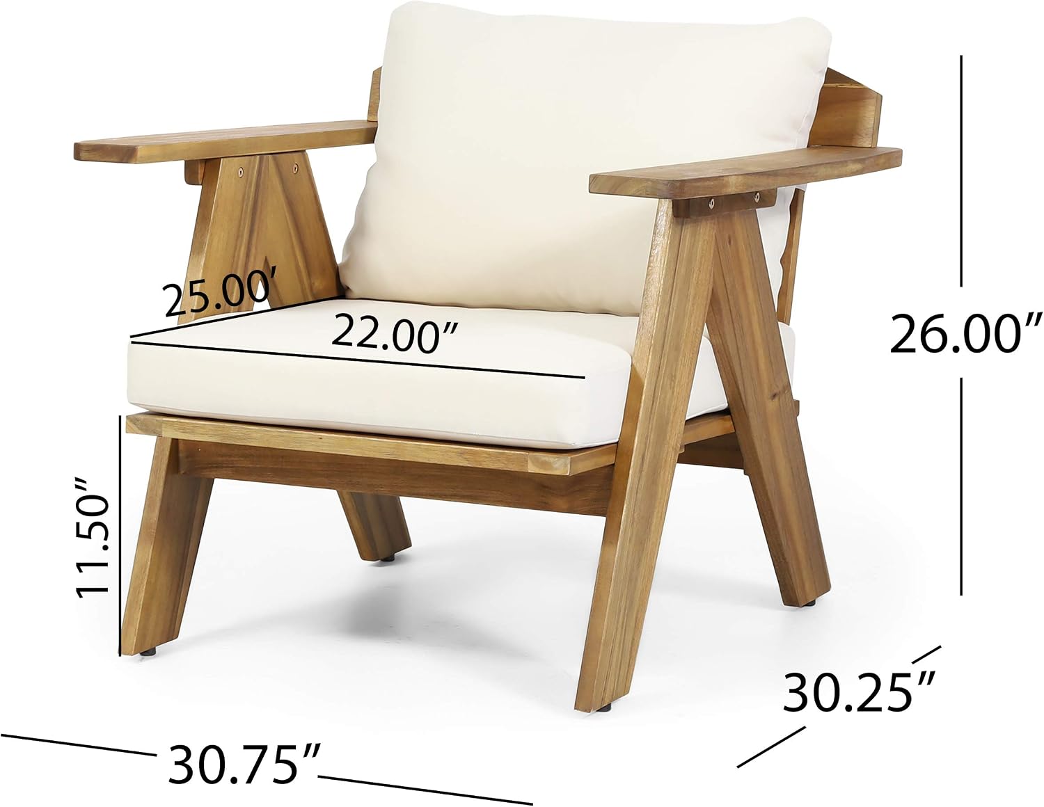 Christopher Knight Home Arcola Outdoor Club Chair with Cushion - Acacia Wood - Teak/Beige (Set of 2)