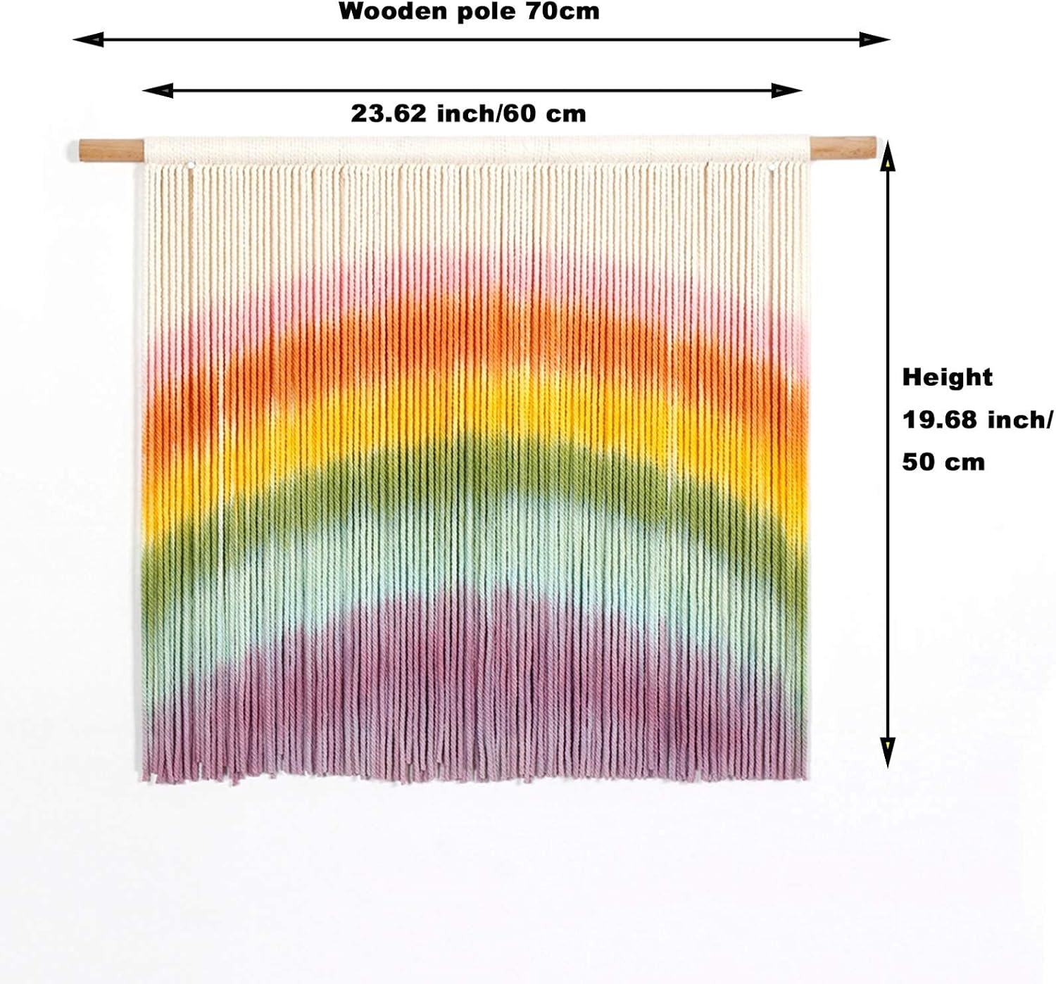 Handmade Macrame Wall Hanging Tapestry Dyeing Driftwood Decor,Handmake Dyed Macrame Tapestries Wall Art Woven Home Decoration (I 60x50cm)