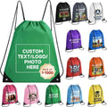 Custom Drawstring Backpack with Logo, 100 Pack Personalized Draw String Back Bag Drawstring Bags Bulk for Sports, Gym, Travel, Swimming, Beach
