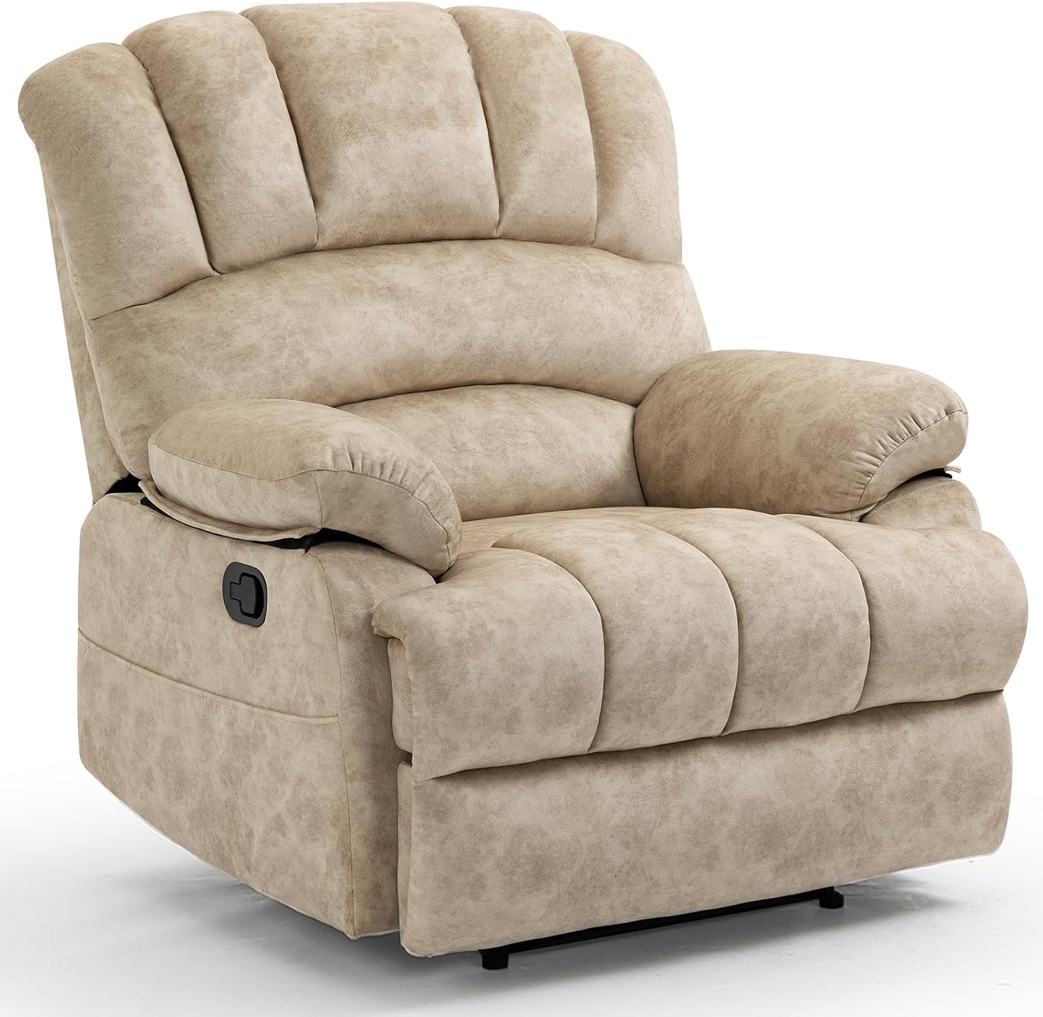 Manual Recliner Chair for Living Room, Single Sofa Recliners for Adults 350LBS, Heavy Duty Reclining Max 155 Degrees, Fabric Beige