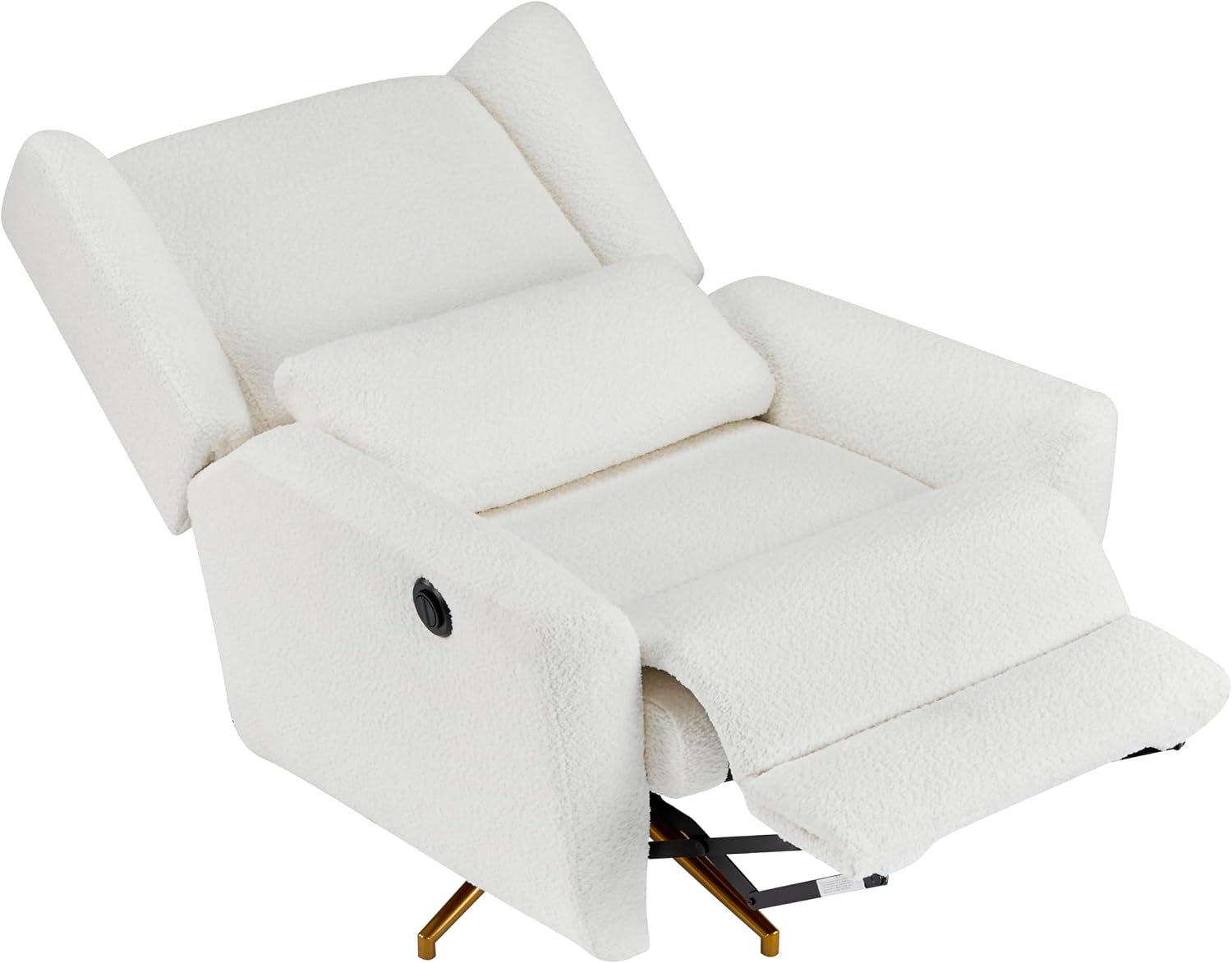Christopher Knight Home Dolia Boucle Fabric Upholstered 360° Swivel Chair, Push-Back Power Recliner Chair, Iron Recliner Sofa with Rotation, Living Room Lounge Sofa, Adjustable Backrest, Beige+Gold