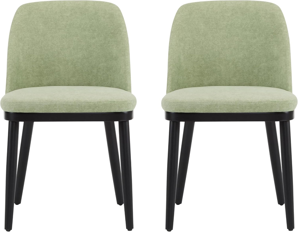 Christopher Knight Home Set of 2 Ringo Fabric Upholstered Dining Chairs, Rubberwood Frame, Curved Backrest, Foam-Filled Cushion, Armless Accent Chair/Side Chair for Dining Room/Kitchen, Mint+Black