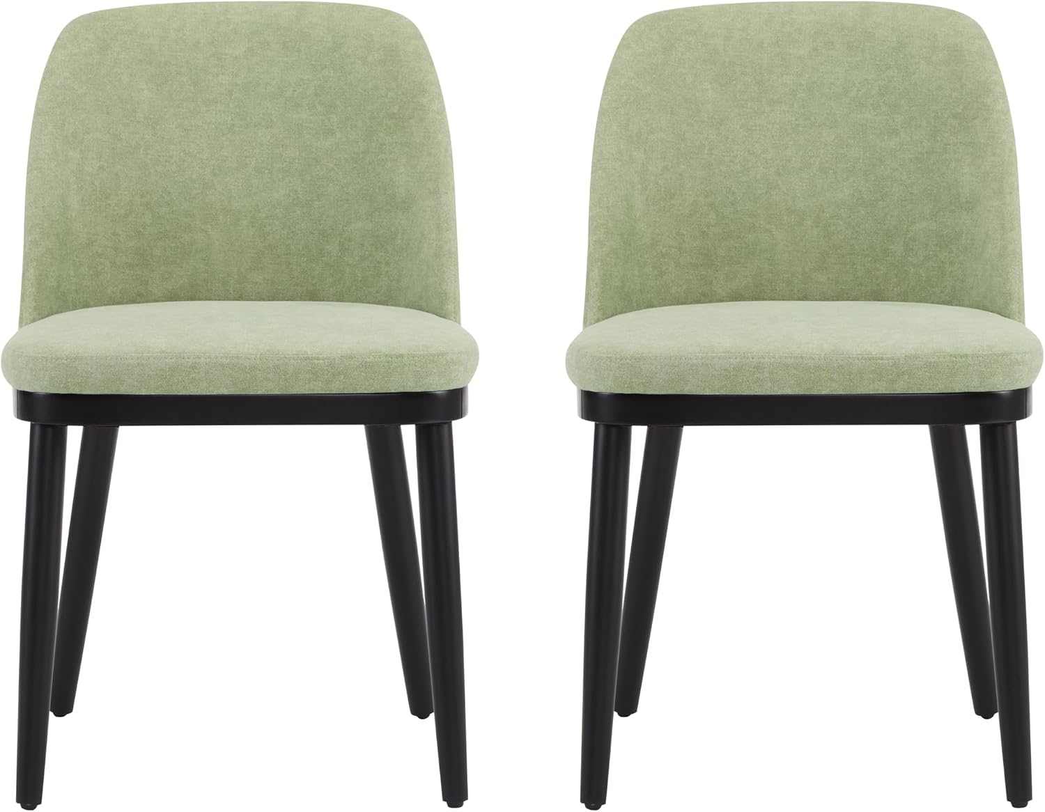 Christopher Knight Home Set of 2 Ringo Fabric Upholstered Dining Chairs, Rubberwood Frame, Curved Backrest, Foam-Filled Cushion, Armless Accent Chair/Side Chair for Dining Room/Kitchen, Mint+Black
