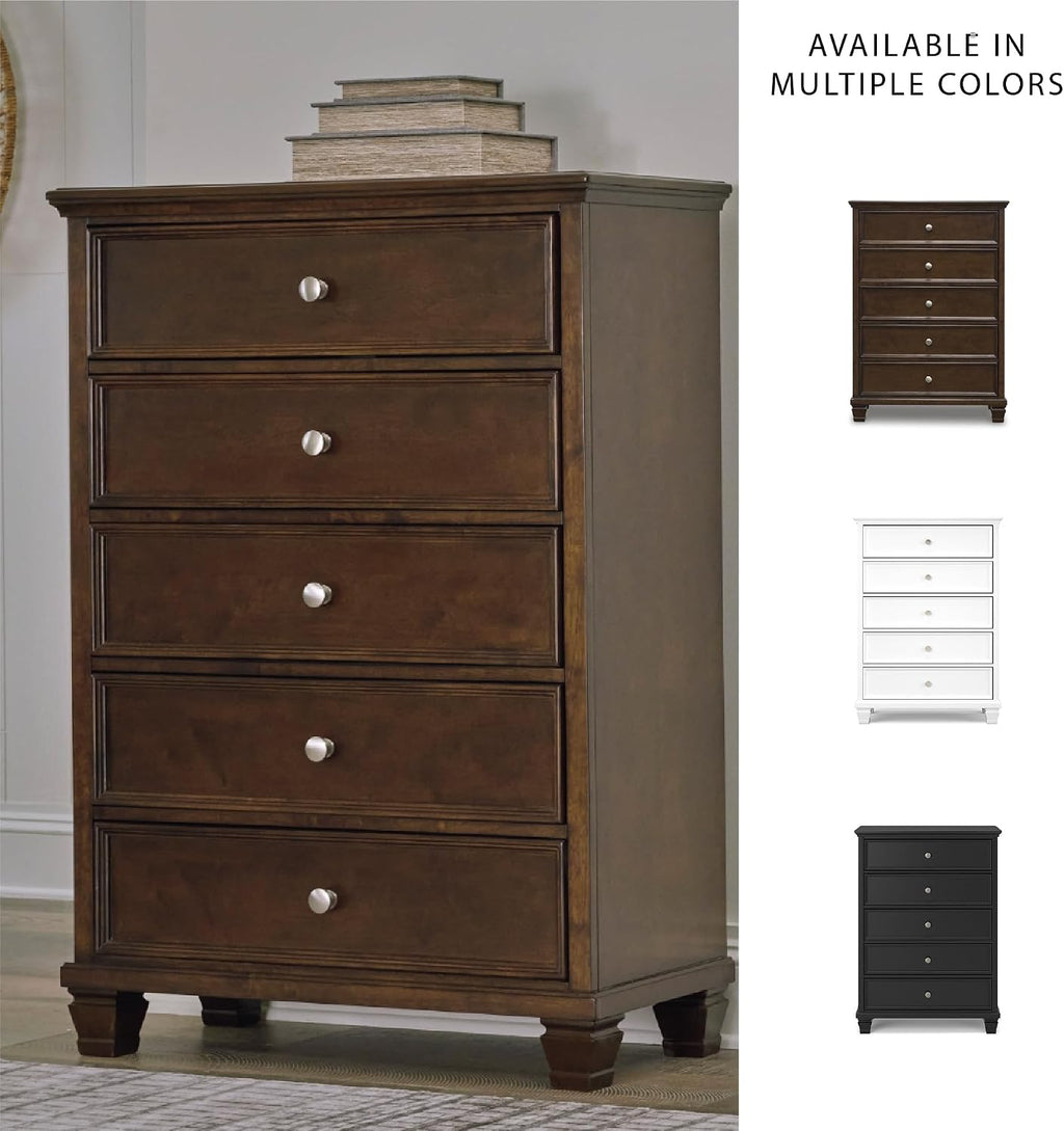 Signature Design by Ashley Danabrin Traditional 5 Drawer Chest for Bedroom, Dark Brown