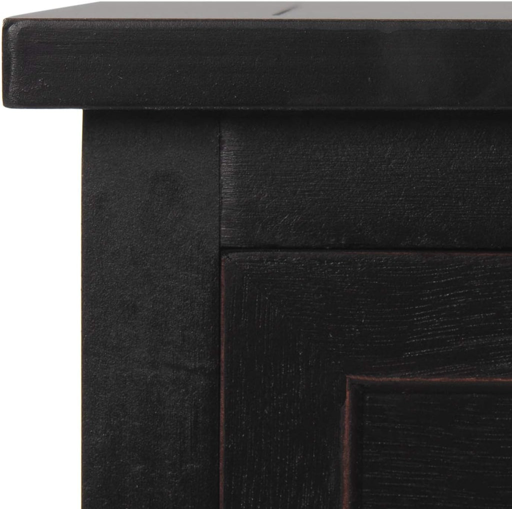 SAFAVIEH Furniture - Herman 2-Drawer Storage Unit - Distressed Black - Solid Wood - Classic Storage Design - Ideal for Living Room, Entryway, 29'W x 13'D x 27.5'H - Fully Assembled (AMH5702B)