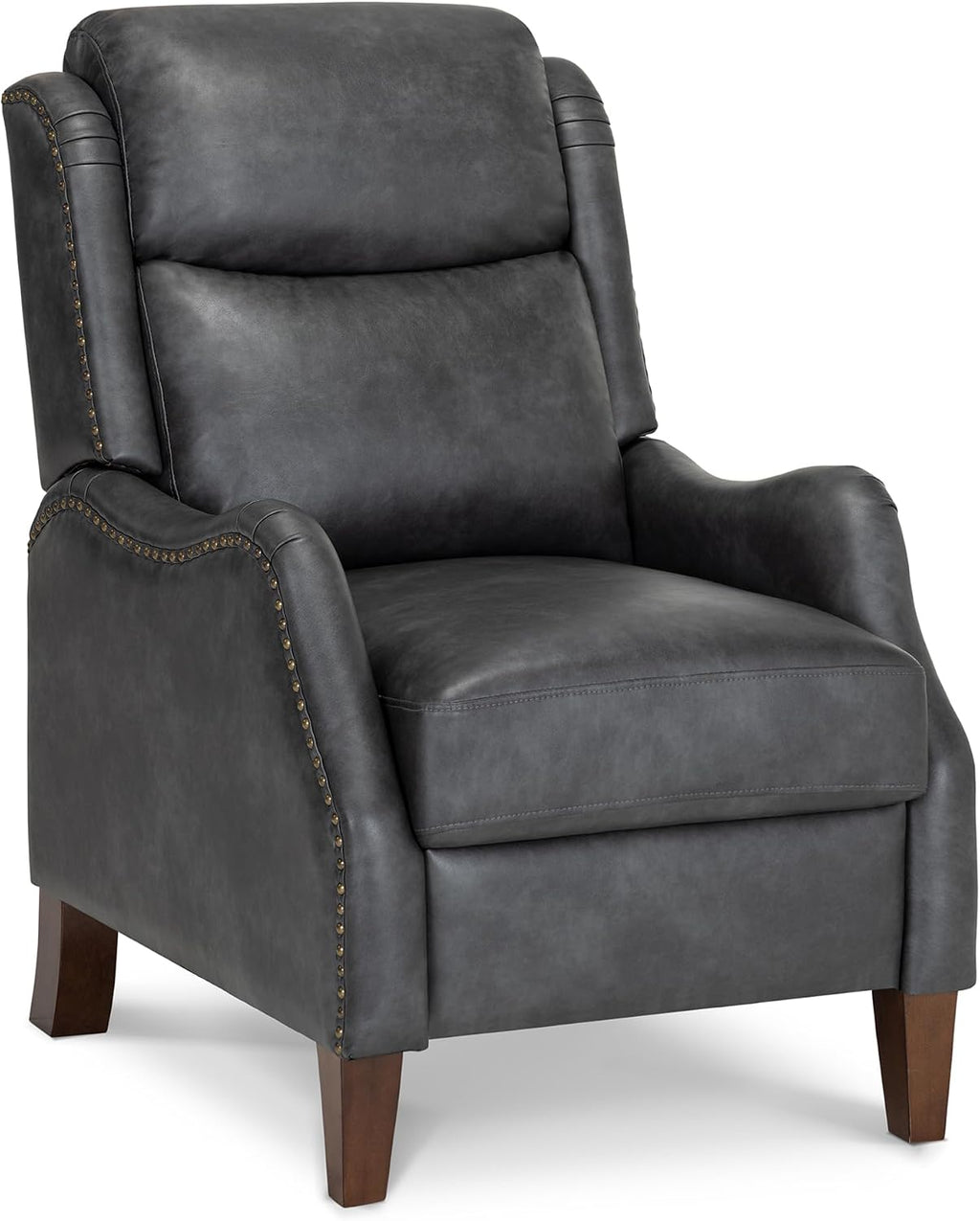 KISLOT Leather Pushback Recliner Faux Armchair with Rivet Decoration Single Sofa Accent Chair for Living Room Bedroom