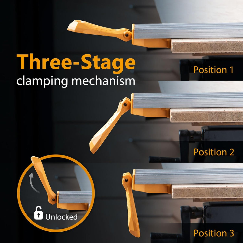 POWERTEC 72388 Circular Saw Track Plate with 24, 36, 50 Inch Straight Edge Clamps, Tool-Free Mounting System, Adjustable Fence for Fast and Accurate Cuts