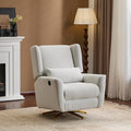 Christopher Knight Home Dolia Fabric Upholstered 360° Swivel Chair, Push-Back Power Recliner Chair, Iron Recliner Sofa with Rotation, Living Room Lounge Sofa, Adjustable Backrest, Gold + Light Grey