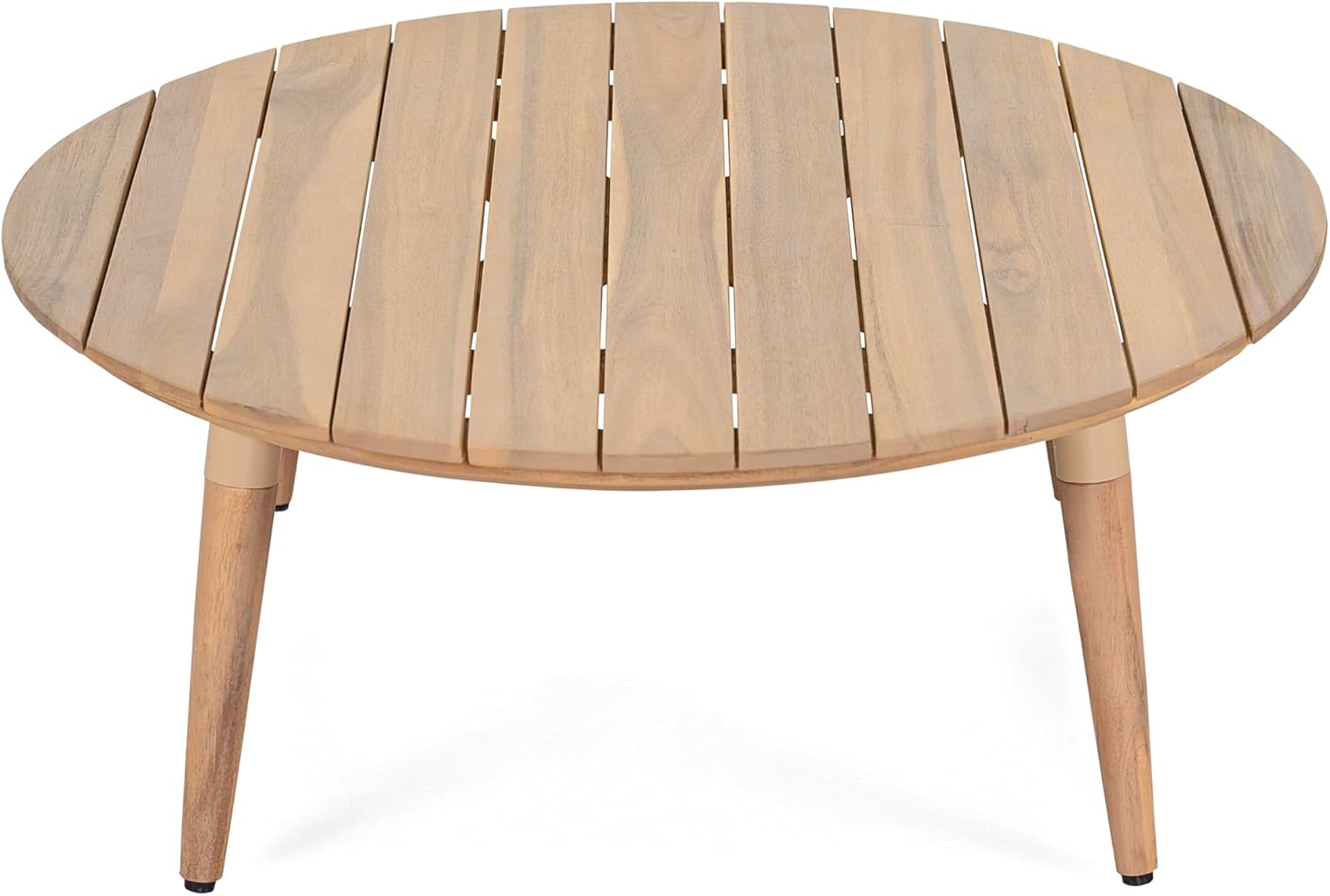 Christopher Knight Home Lalina Outdoor Coffee Table, Acacia Wood Accent Table with Slatted Panel Design, Round Patio Table for Garden Porch Balcony, Low Maintenance Outdoor Furniture, Natural