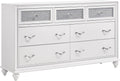 Coaster Home Furnishings - Barzini - Wood - 7-Drawer Dresser with Acrylic Panel, Crystal Hardware, Curved Handles, Turned Legs, Modern Classic Style - Bedroom - White - 205893