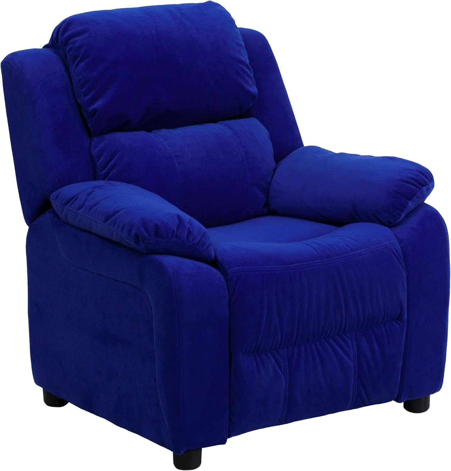 Flash Furniture Charlie Microfiber Kids Recliner with Flip-Up Storage Arms and Safety Recline, Contemporary Reclining Chair for Kids, Supports up to 90 lbs., Blue