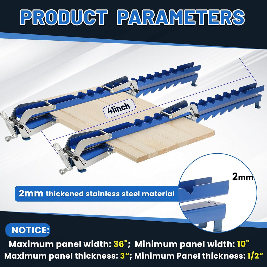 36 Inch Panel Clamps 2 Pack, 4-Way Pressure Steel Parallel Clamps Pre-installation Jigs Fit for 1/2' to 3' Cutting Boards, Tabletops, and Cabinet Cutting Board Clamps