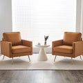VINGLI Modern PU Leather Accent Chair, Single Sofa Chair with Pocket Coil Seat, Metal Backrest & Solid Wood Frame, Upholstered Armchair for Living Room, Bedroom or Office