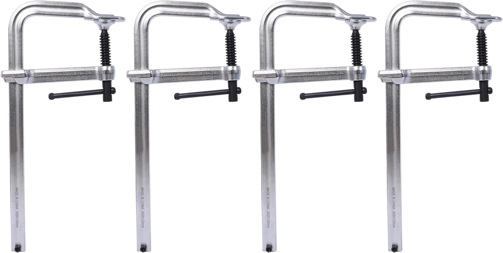 Heavy-Duty Steel Bar & F Clamp Set - Professional Drop Forged Clamps for Welding, Woodworking, Metalworking, DIY Crafts (12 inch x 4-3/4 inch Pack of 4)