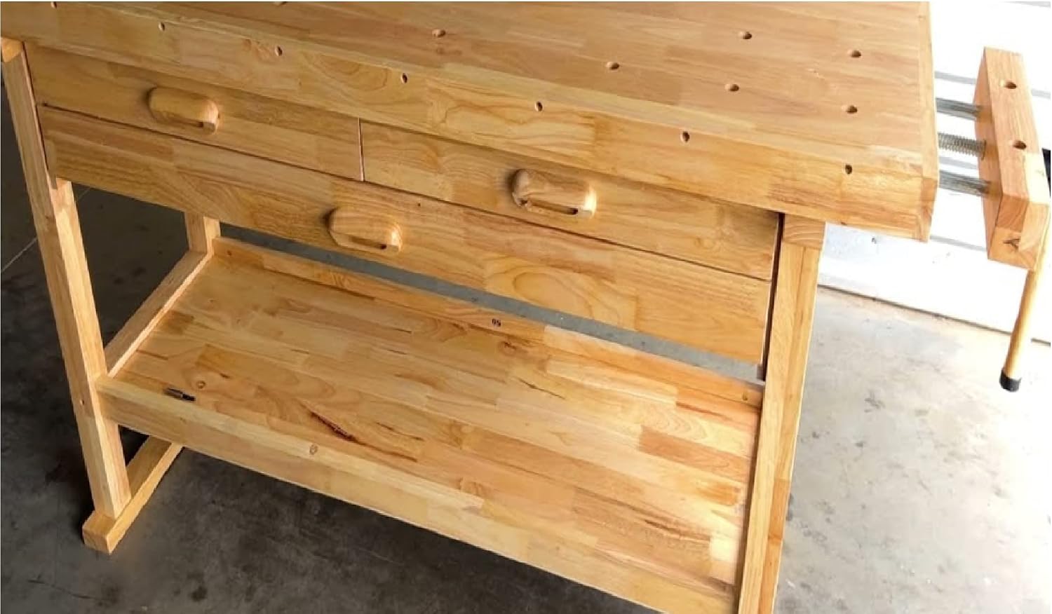 Windsor Design Workbench with 3 Drawers, 60 Hardwood Surface