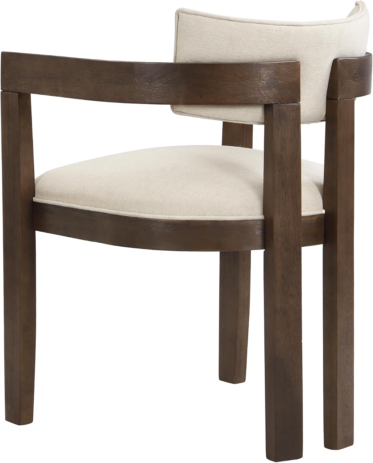 Christopher Knight Home Falcon Fabric Upholstered Dining Chairs Set of 2, Modern Wooden Dining Armchair, Curved Backrest Kitchen Side Chair, Living Room Accent Chair for Extra Seat, Walnut+Beige