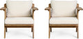 Christopher Knight Home Arcola Outdoor Club Chair with Cushion - Acacia Wood - Teak/Beige (Set of 2)