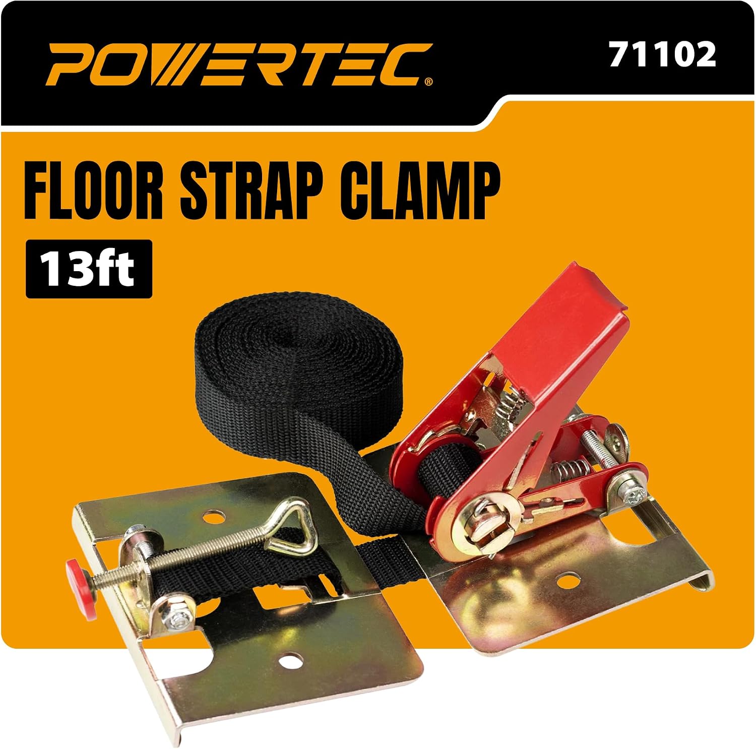POWERTEC 71102 Wood Flooring Strap Clamp w/ 13 Foot Nylon Strap (Pack of 6)