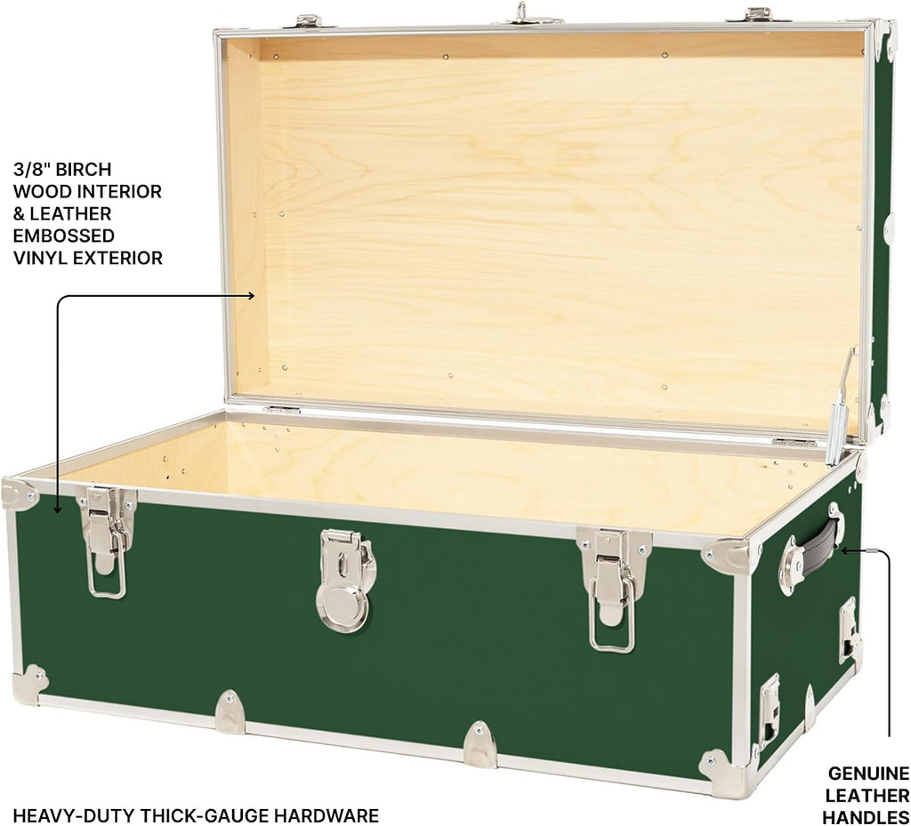Rhino Trunk & Case Classic Camp & College Trunk with Wheels. 30'x17'x13', 1500+ lbs Capacity - Many Colors, Soft-Close Lid. Strong, USA Made Summer Camp Footlocker and Secure Dorm Storage Chest