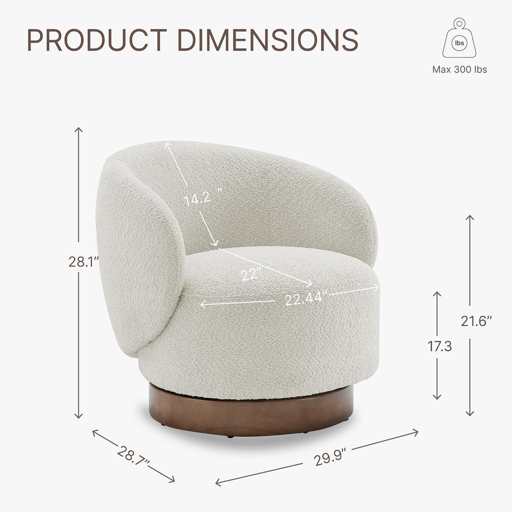 KISLOT Swivel Accent Chair Round Barrel Armchair Upholstered Performance Fabric for Living Room Bedroom Reading Waitingroom,2 PCS,Cream