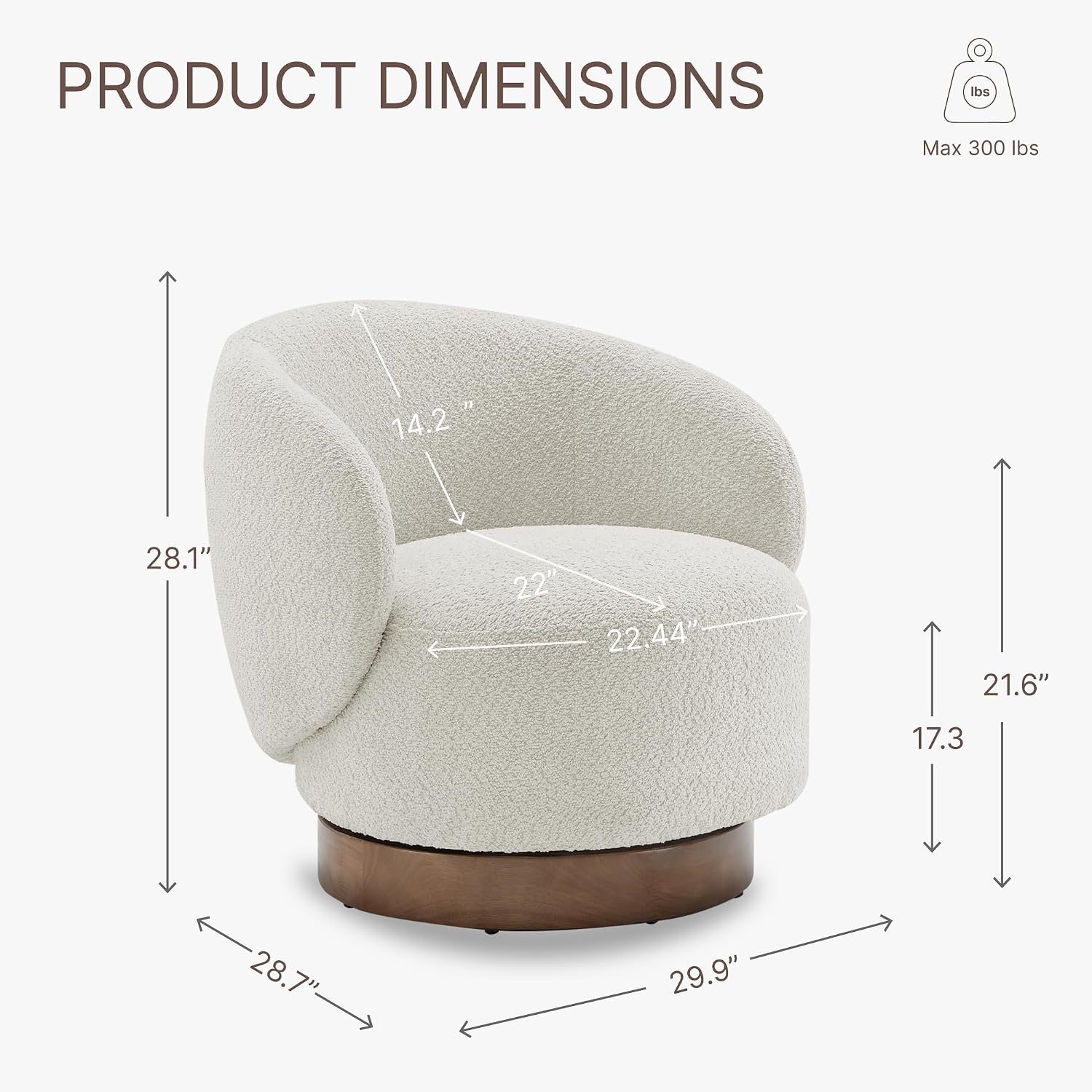 KISLOT Swivel Accent Chair Round Barrel Armchair Upholstered Performance Fabric for Living Room Bedroom Reading Waitingroom,2 PCS,Cream