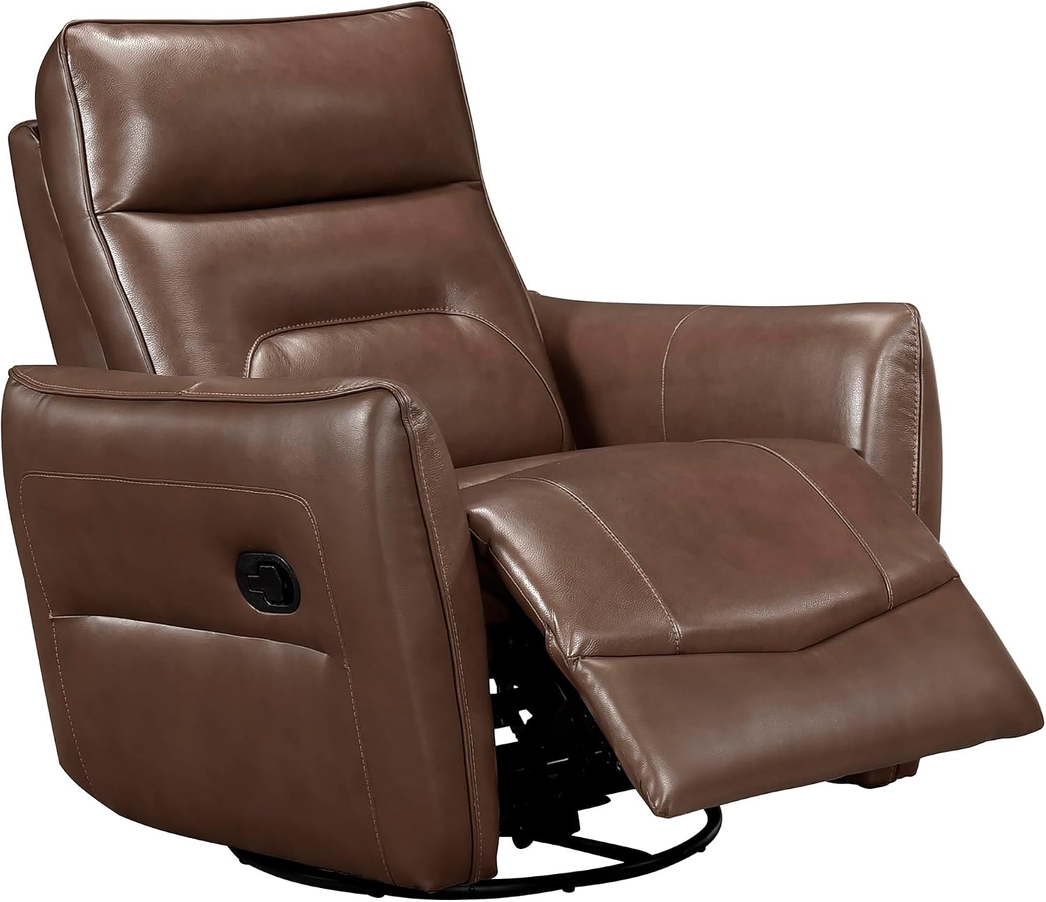 Lexicon Swivel Glider Reclining Chair, Top Grain Leather Match Manual Recliner, Comfy Nursery Glider Recliner, Swivel Reclining Chair for Living Room/Office/Bedroom/Apartment, Toffee Brown