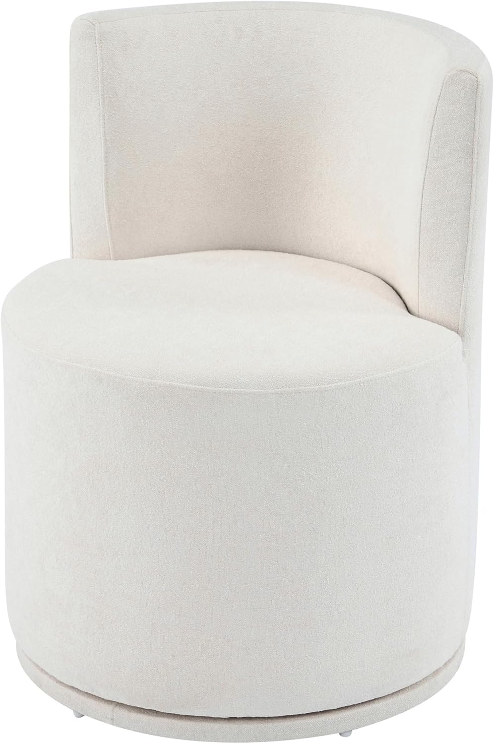 Christopher Knight Home Silla Modern Upholstered 360° Swivel Accent Chair, Wooden Living Room Slipper Chair with Rotation, Comfy Reading Chair for Bedroom, Light Beige