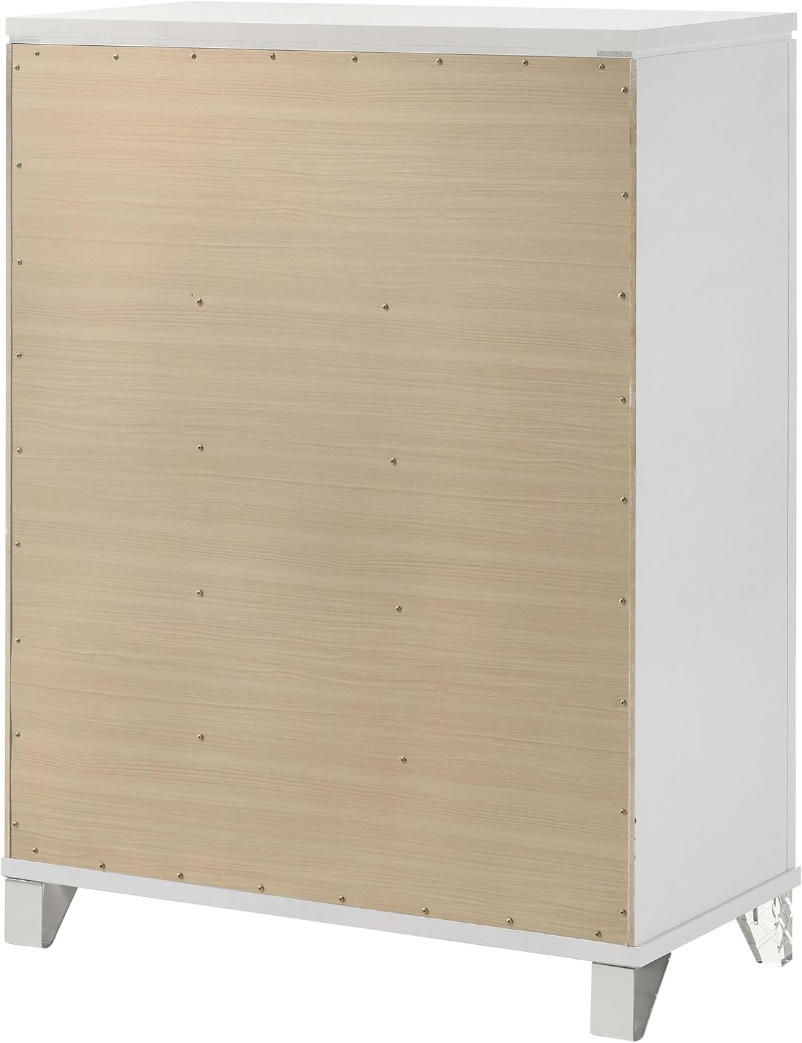 Coaster Home Furnishings Marmore Contemporary Wood 5-Drawer Bedroom Chest of Drawers Chiffonier Clothing Storage Cabinet Bedroom Armoire Tall Dresser Organizer Unit White 224965