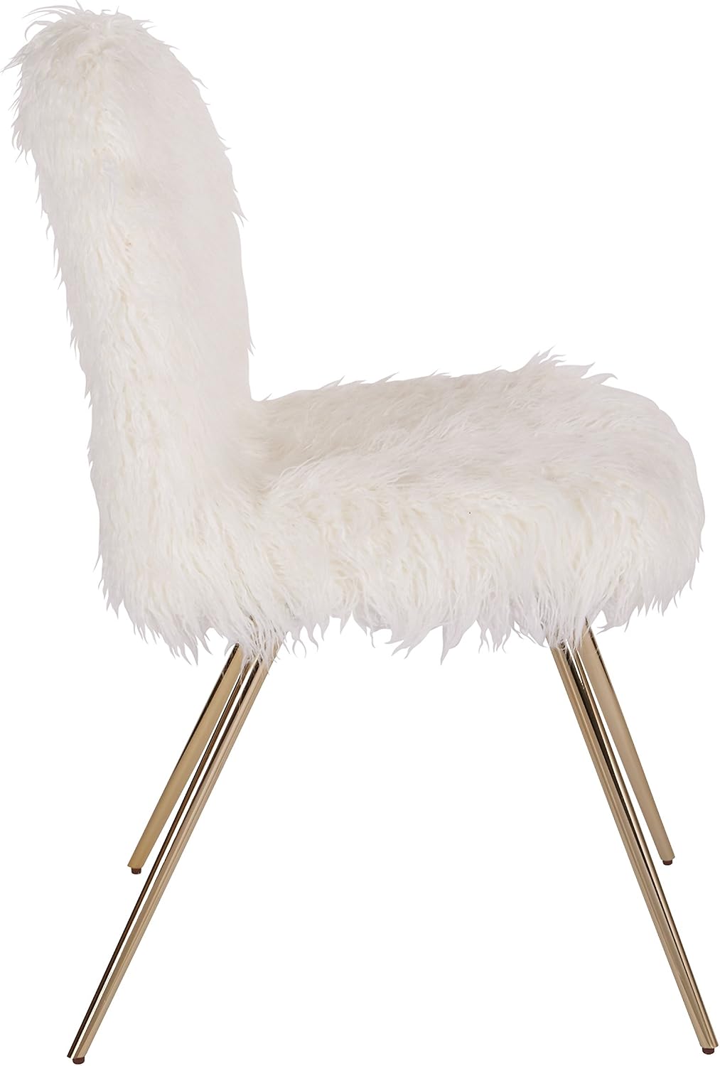 OSP Home Furnishings Julia Chic Accent Chair, White Faux Fur and Gold Legs